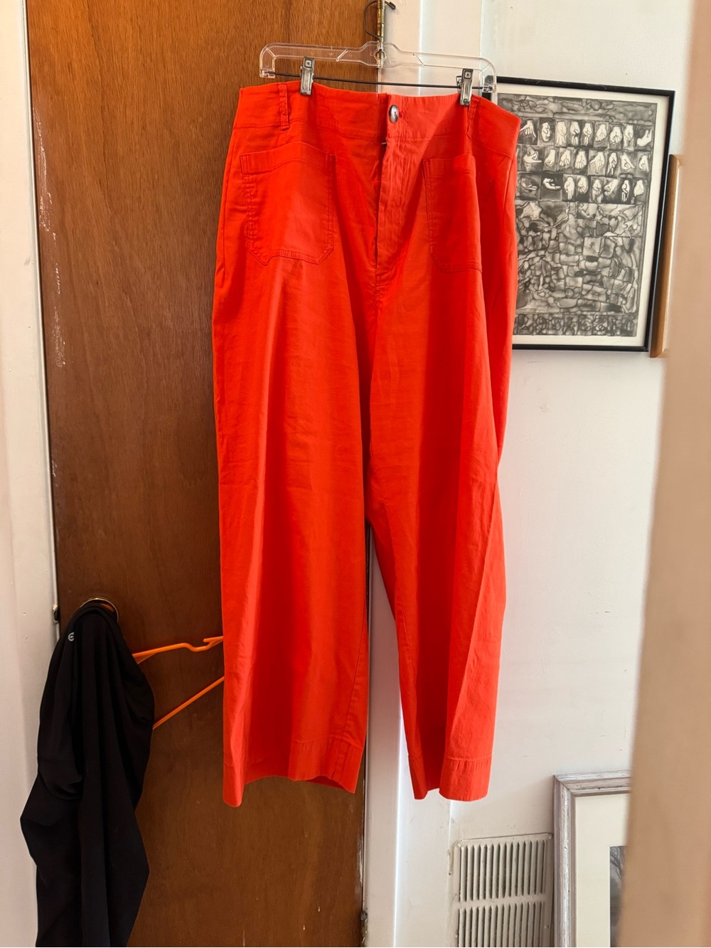 Maeve Anthropologie Vibrant Orange Wide-Leg linen blend pants